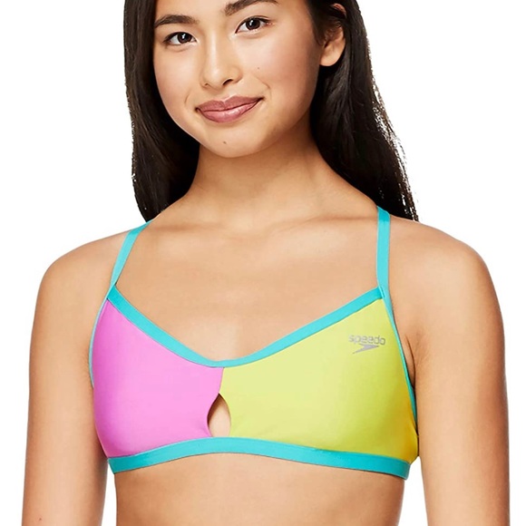 NWT Speedo Women's Bikini Swimsuit Top Endurance Lite Tie Back Solid Size XL - Picture 2 of 8